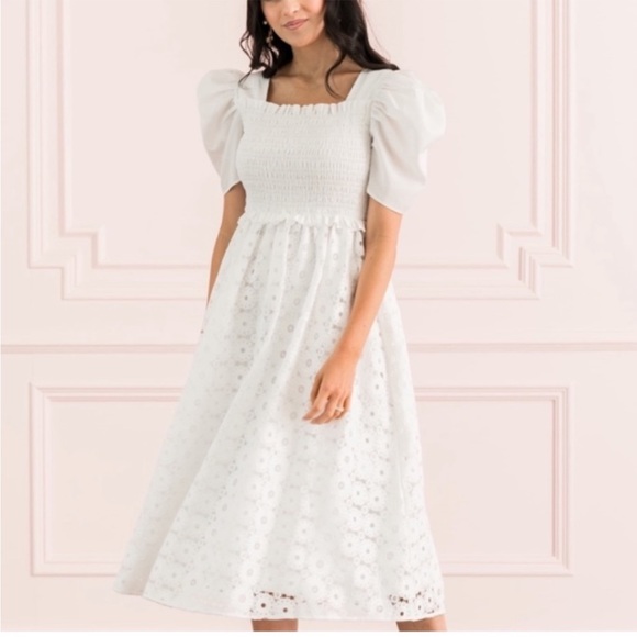 Rachel Parcell | Dresses | Rachel Parcell White Smocked Eyelet Dress M ...
